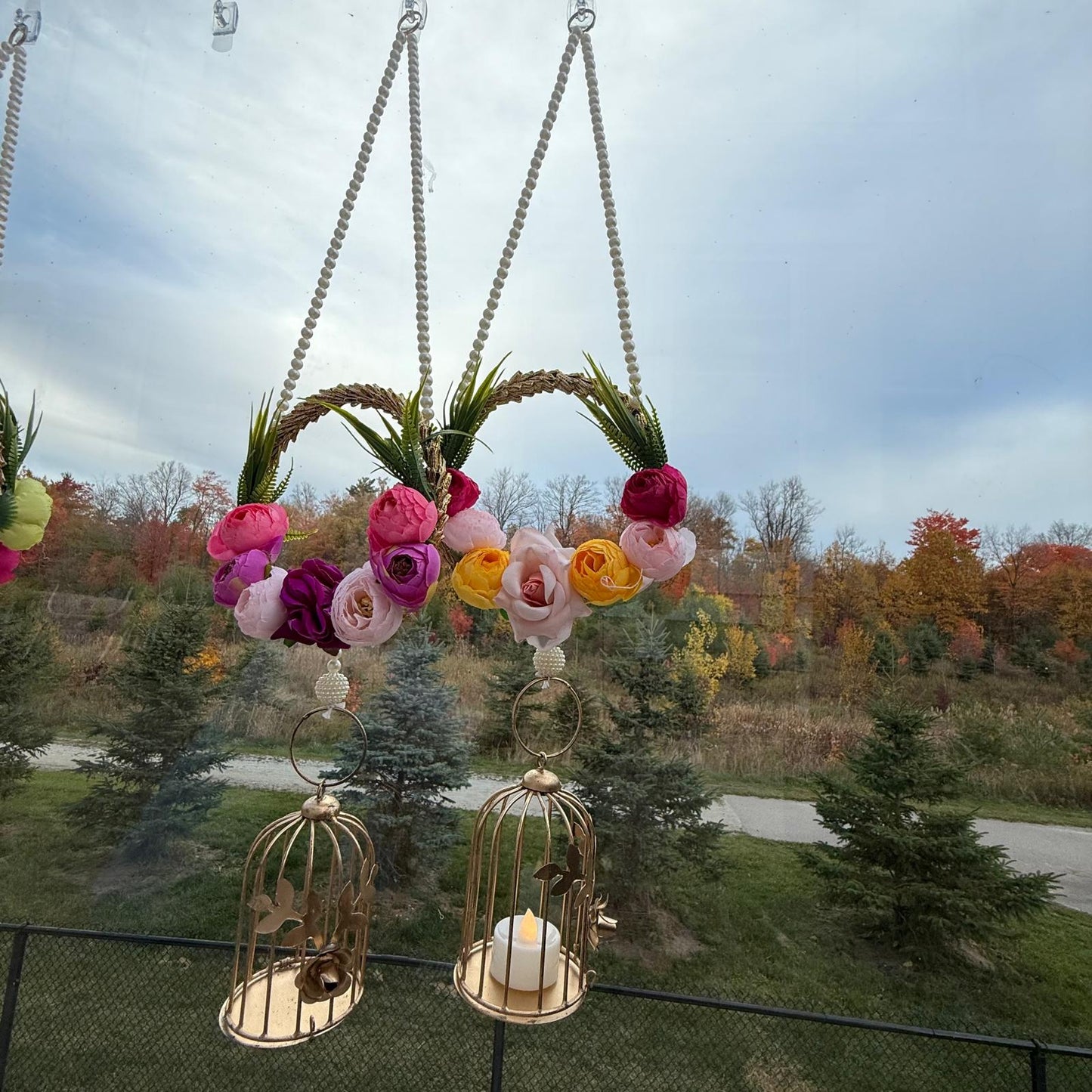Rose Pearl Cage Hanging | 26 Inches | Random Colors