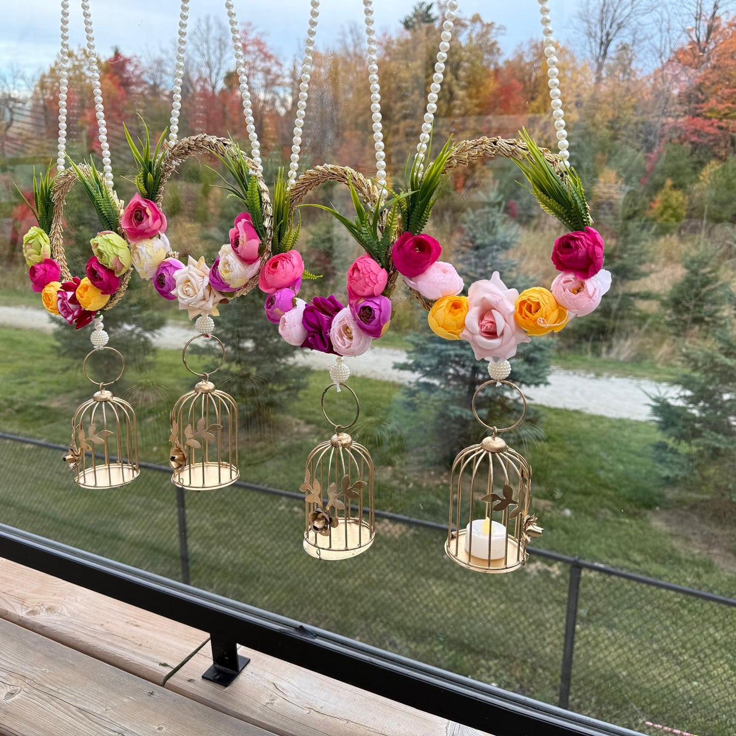 Rose Pearl Cage Hanging | 26 Inches | Random Colors