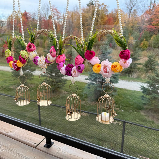 Rose Pearl Cage Hanging | 26 Inches | Random Colors