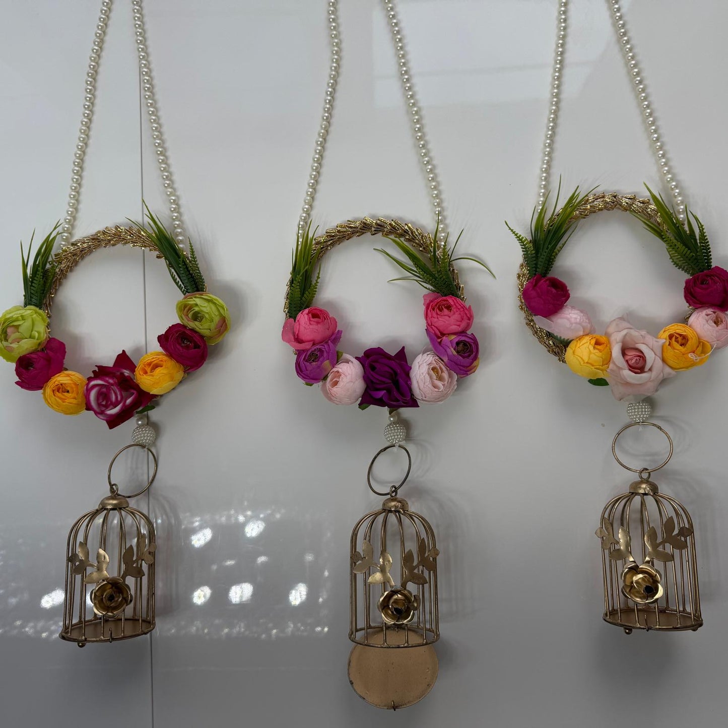 Rose Pearl Cage Hanging | 26 Inches | Random Colors