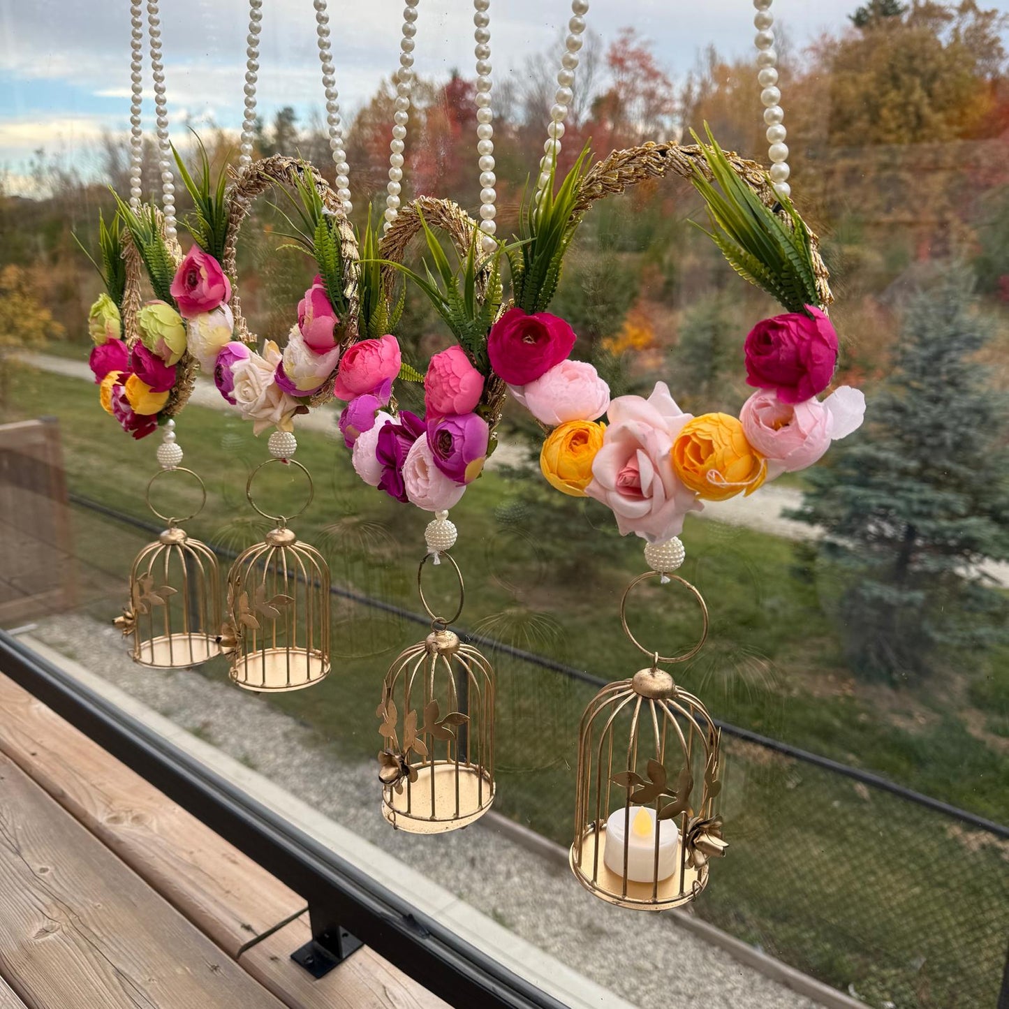 Rose Pearl Cage Hanging | 26 Inches | Random Colors