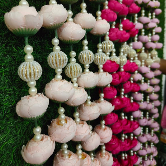 Peony Artificial Flower Garlands with Pearl Tassel | 4 Colors