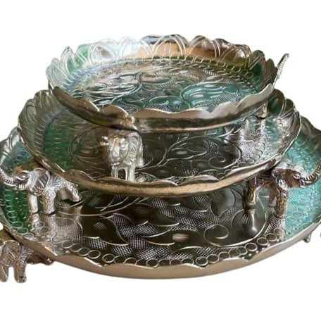 Silver Crafts Elephant Silver Trays | Set of 3
