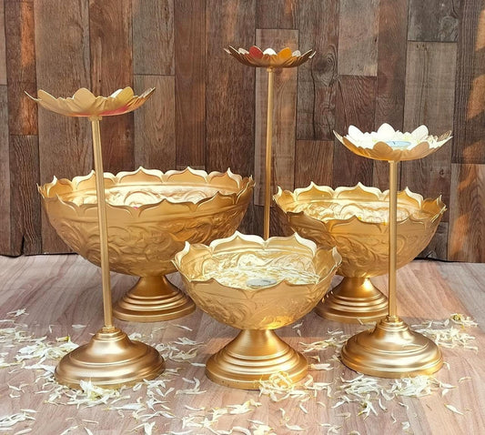 Lotus Cut Taj Urli with Bowl Urli| Set of 6