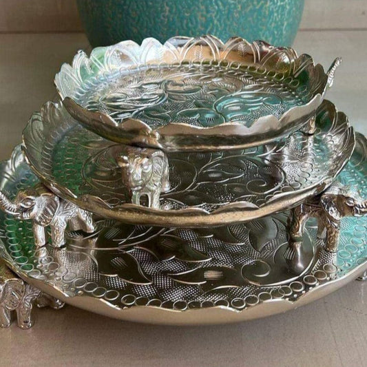 Silver Crafts Elephant Silver Trays | Set of 3