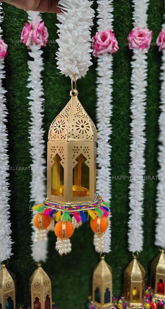 Jasmine Garland with Rose Blooms & Hanging Lanterns  – 4 Feet
