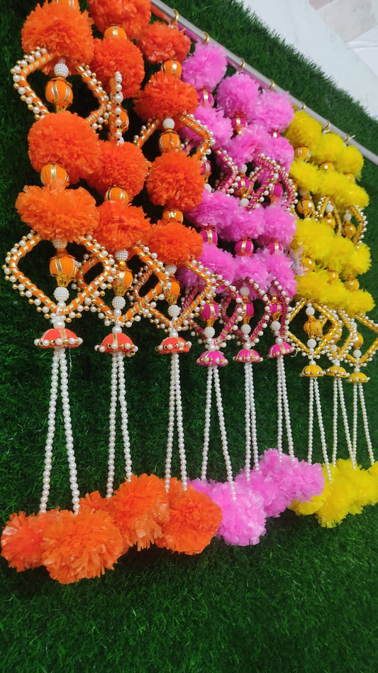 Marigold Bangle Garlands with Beads Tassels  – 2 Feet