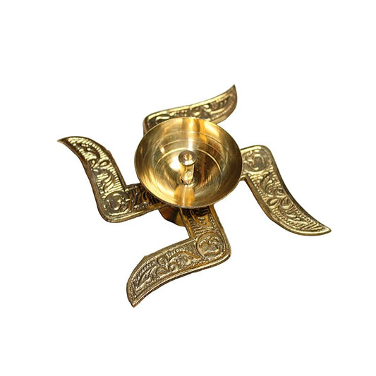 Swastik Diya - Brass |  Inches