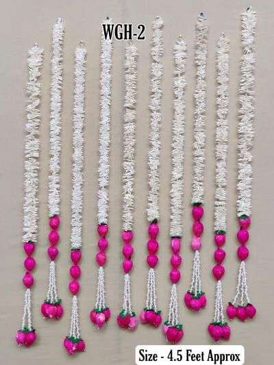 Jasmine Lotus Garland with Tuberose Drops  – 4.5 Feet