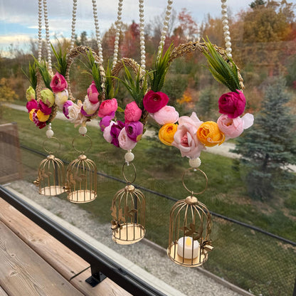 Rose Pearl Cage Hanging | 26 Inches | Random Colors