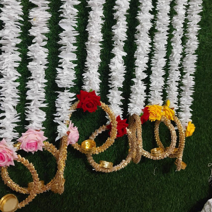 Jasmine String with Rose and Gota Ring Tealight holder | 4 Feet | 3 Colors