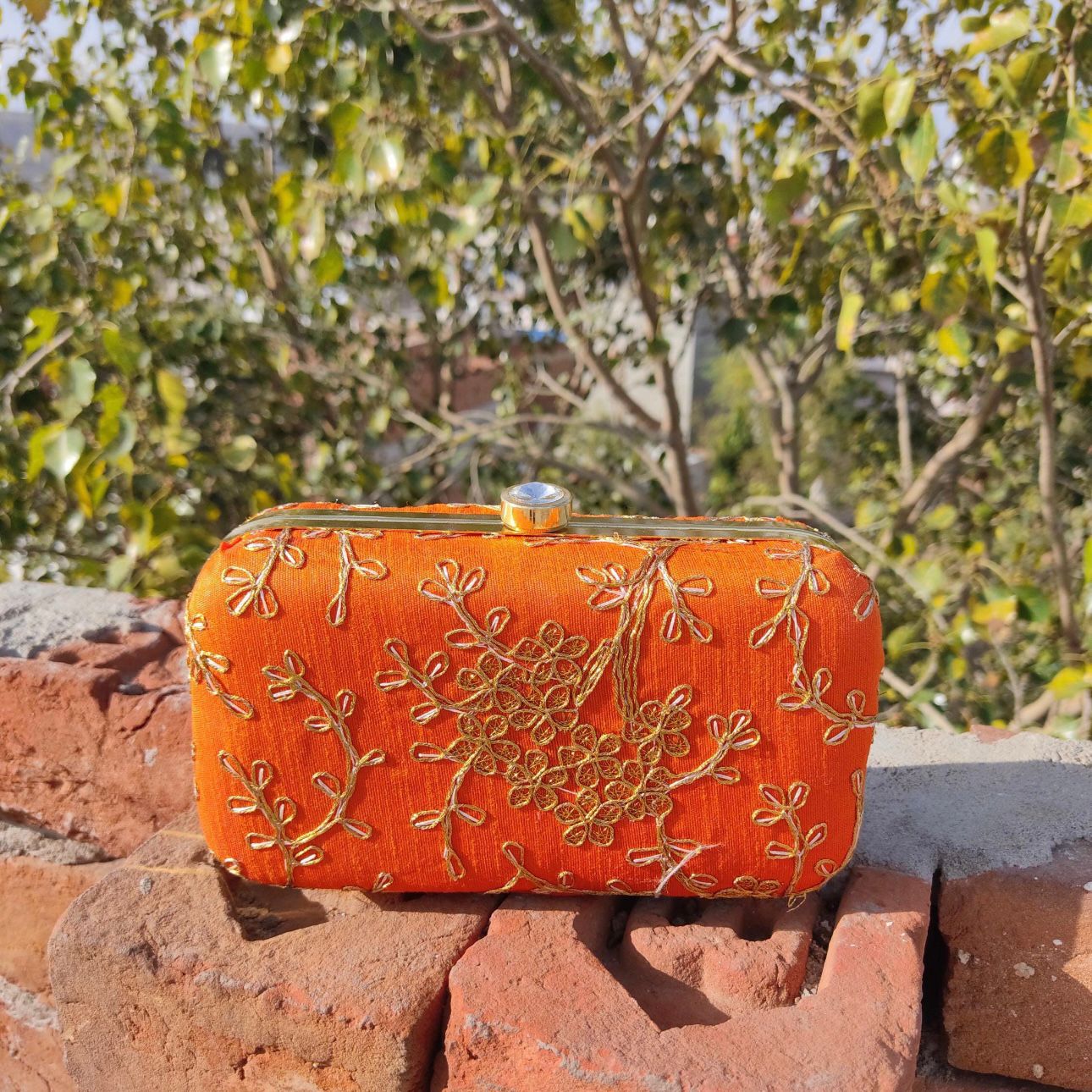 Embroidered Silk Clutch Bag