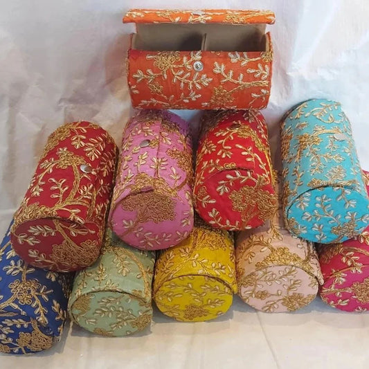 Embroidered Silk Bangle Box | 2 Sizes