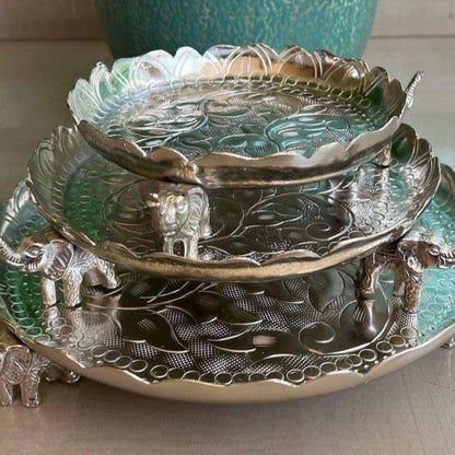 Silver Crafts Elephant Silver Trays | Set of 3