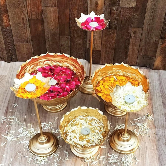 Lotus Cut Taj Urli with Bowl Urli| Set of 6