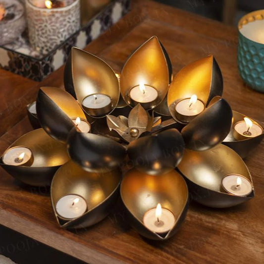 Handcrafted Polished Lotus Diya | 12 Inches