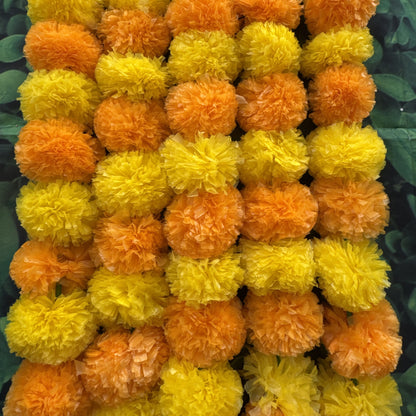 Artificial Marigold Flowers Garland String (30 Flowers / 4.5-5 feet)