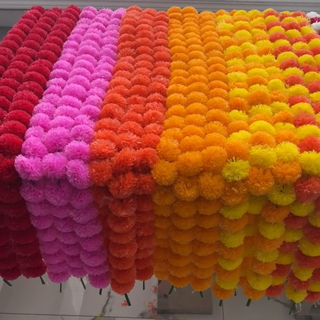 Artificial Marigold Flowers Garland String (30 Flowers / 4.5-5 feet)