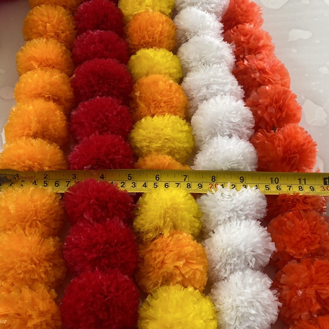 Artificial Marigold Flowers Garland String (30 Flowers / 4.5-5 feet)