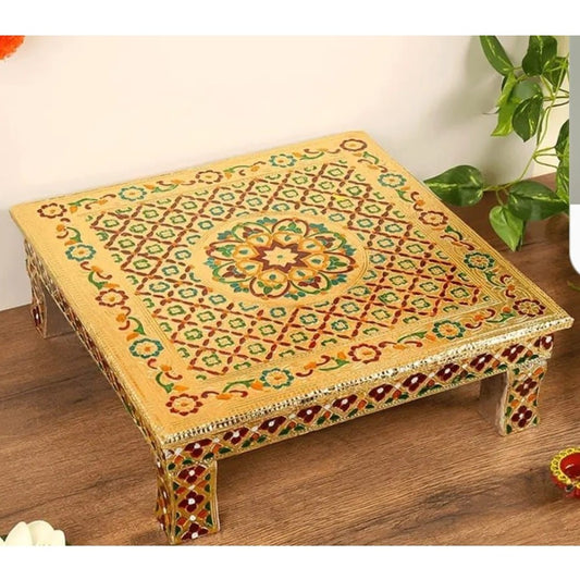 Handicraft Wooden Minakari Puja Chowki/Bajot